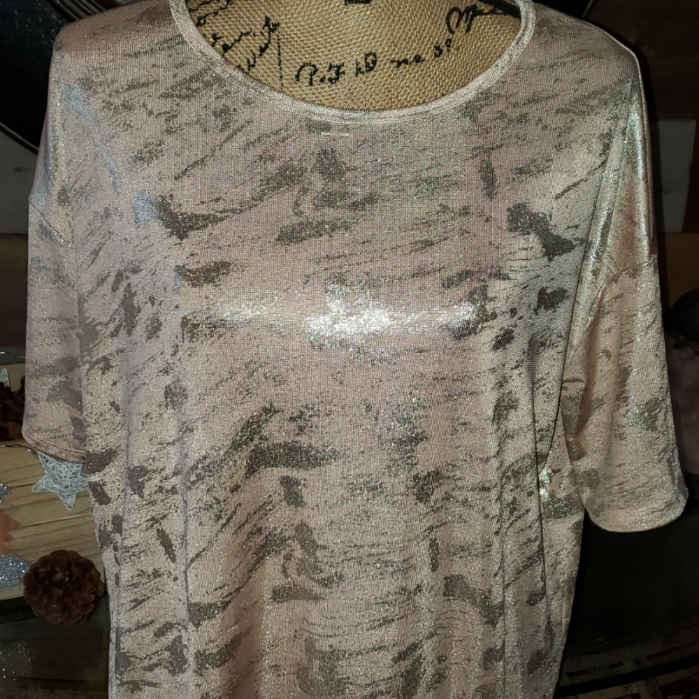 LuLaRoe Irma Metallic Pink and Gold